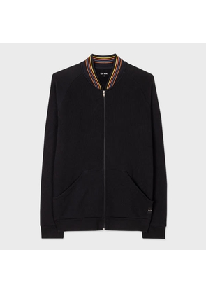 Paul Smith Black Cotton 'Artist Stripe' Zip Lounge Top