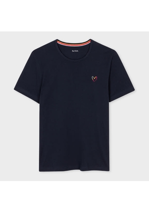 Paul Smith Women's Navy Embroidered 'Swirl Heart' Lounge T-Shirt Blue