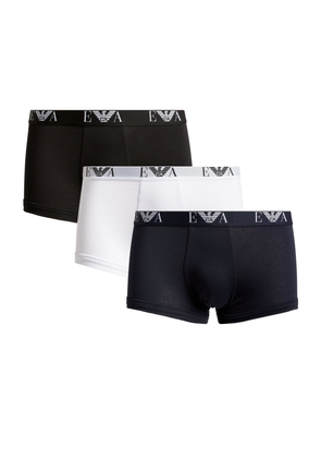 Emporio Armani Stretch-Cotton Eagle Monogram Trunks