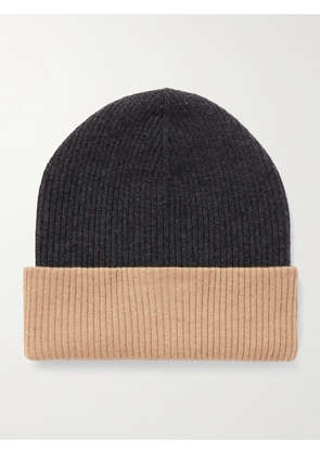 Brunello Cucinelli - Two-Tone Ribbed Cashmere Beanie - Men - Gray - M