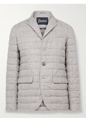 Herno - Slim-Fit Padded Quilted Linen Down Blazer - Men - Gray - IT 46