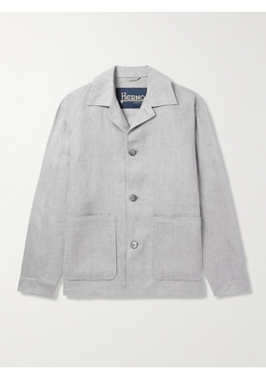 Herno - Camp-Collar Linen Overshirt - Men - Gray - IT 48