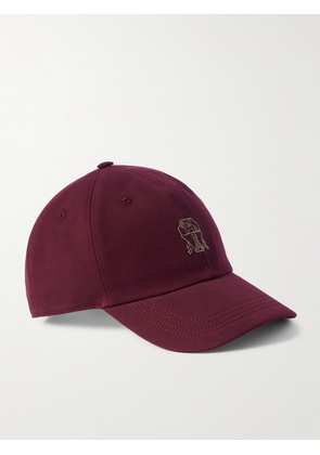 Brunello Cucinelli - Logo-Embroidered Cotton-Twill Baseball Cap - Men - Burgundy - M