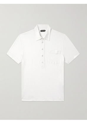 TOM FORD - Slim-Fit Silk and Linen-Blend Polo Shirt - Men - White - IT 46