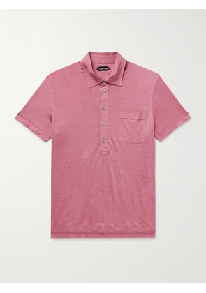 TOM FORD - Slim-Fit Silk and Linen-Blend Polo Shirt - Men - Pink - IT 46