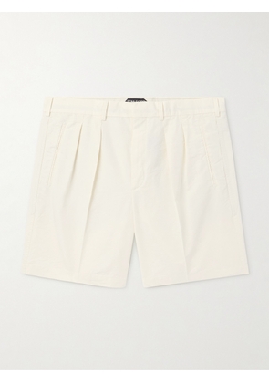 TOM FORD - Straight-Leg Pleated Cotton and Silk-Blend Poplin Shorts - Men - Neutrals - UK/US 30