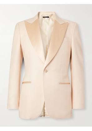 TOM FORD - Slim-Fit Satin-Trimmed Wool and Silk-Blend Twill Tuxedo Jacket - Men - Neutrals - IT 48