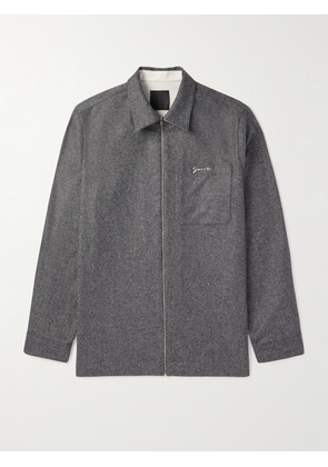 Givenchy - Logo-Appliquéd wool-flannel Shirt Jacket - Men - Gray - EU 38