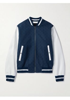 Givenchy - Monogrammed Denim and Leather Varsity Jacket - Men - Blue - IT 46