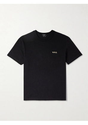 A.P.C. - Logo-Flocked Cotton-Jersey T-Shirt - Men - Black - XS