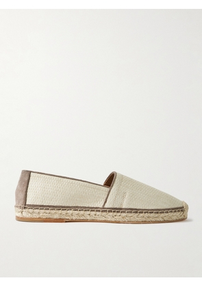 Brunello Cucinelli - Suede-Trimmed Raffia Espadrilles - Men - Neutrals - EU 41