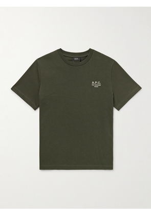 A.P.C. - Logo-Embroidered Organic Cotton-Jersey T-Shirt - Men - Green - XS