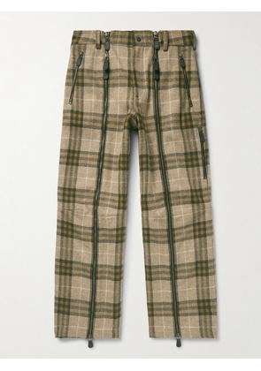 Burberry - Straight-Leg Zip-Detailed Checked Wool Trousers - Men - Green - IT 46