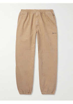Givenchy - Tapered Appliquéd Logo-Jacquard Cotton-Blend Twill Trousers - Men - Neutrals - IT 46