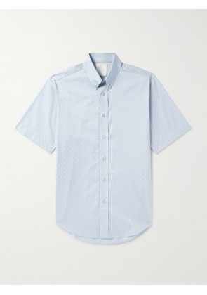 Givenchy - Button-Down Collar Logo-Jacquard Cotton Shirt - Men - Blue - EU 38