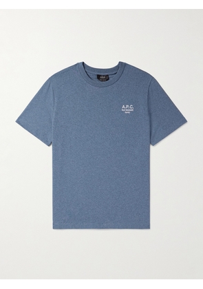 A.P.C. - Logo-Embroidered Cotton-Jersey T-Shirt - Men - Blue - XS