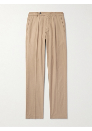 Massimo Alba - Slim-Fit Straight-Leg Pleated Cotton Trousers - Men - Brown - IT 46