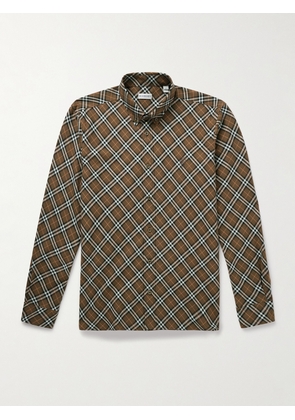 Burberry - Button-Down Collar Logo-Embroidered Checked Cotton-Flannel Shirt - Men - Neutrals - S