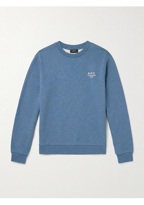 A.P.C. - Logo-Embroidered Organic Cotton-Jersey Sweatshirt - Men - Blue - S