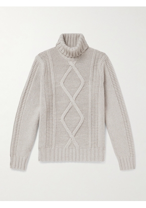 Brunello Cucinelli - Cable-Knit Cashmere Rollneck Sweater - Men - Neutrals - IT 46