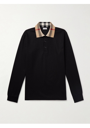 Burberry - Checked Cotton-Piqué Polo Shirt - Men - Black - XS