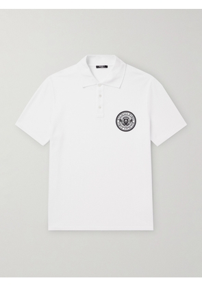 Balmain - Logo-Print Cotton-Piqué Polo Shirt - Men - White - XS