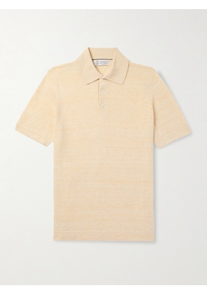 Brunello Cucinelli - Linen and Cotton-Blend Polo Shirt - Men - Orange - 46