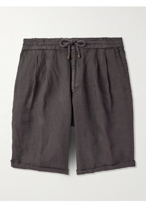 Brunello Cucinelli - Straight-Leg Pleated Linen-Twill Drawstring Bermuda Shorts - Men - Brown - IT 44