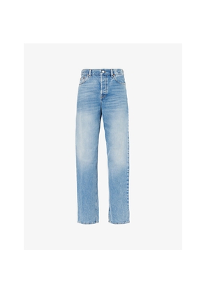 Womens Gucci Boyfriend Brand-Patch Straight-Leg High-Rise Denim Jeans