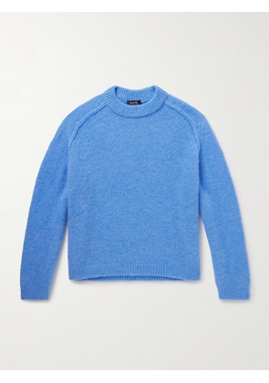 A.P.C. - Tyler Alpaca-Blend Mock-Neck Sweater - Men - Blue - XS