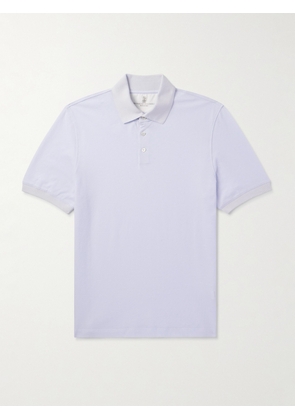 Brunello Cucinelli - Slim-Fit Cotton-Piqué Polo Shirt - Men - Blue - S