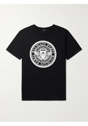 Balmain - Logo-Flocked Cotton-Jersey T-Shirt - Men - Black - XS