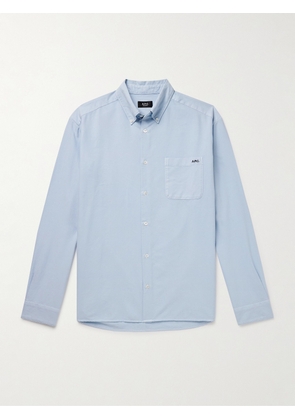 A.P.C. - Mateo Button-Down Collar Logo-Embroidered Organic Cotton Shirt - Men - Blue - XS