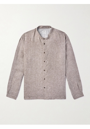 Brunello Cucinelli - Grandad-Collar Linen Shirt - Men - Brown - S