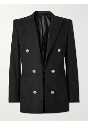 Balmain - Double-Breasted Cotton-Twill Blazer - Men - Black - IT 44