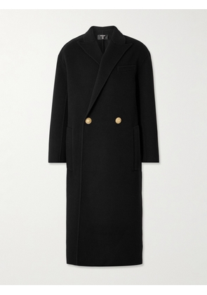 Balmain - Double-Breasted Virgin Wool and Cashmere-Blend Coat - Men - Black - IT 46