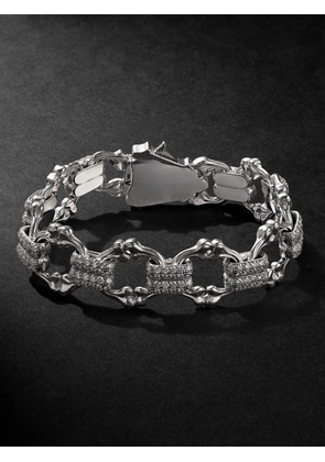 Alex Moss New York - Crushed Bones 14-Karat White Gold Diamond Chain Bracelet - Men - Silver - 19