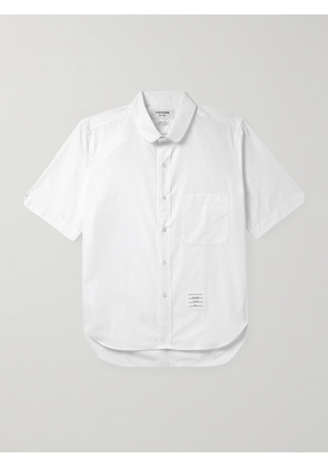 Thom Browne - Penny-Collar Logo-Appliquéd Cotton-Poplin Shirt - Men - White - 1