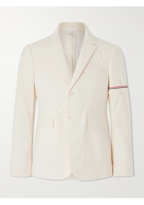 Thom Browne - Striped Grosgrain-Trimmed Cotton Blazer - Men - Neutrals - 1
