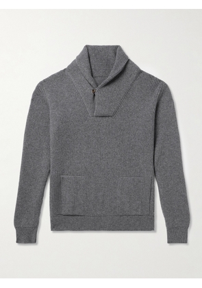 Anderson & Sheppard - Shawl-Collar Ribbed Cashmere Sweater - Men - Gray - XS