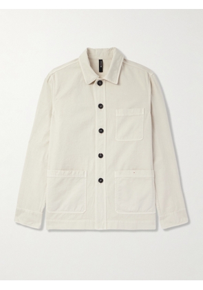Kiton - Logo-Embroidered Cotton-Twill Overshirt - Men - Neutrals - IT 48