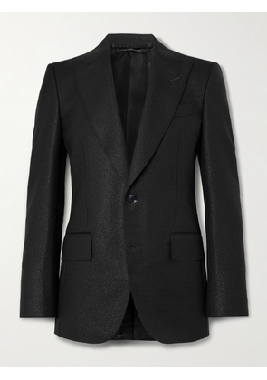 TOM FORD - Metallic Prince of Wales Checked Wool-Blend Tuxedo Jacket - Men - Black - IT 48