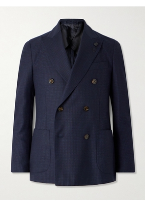 Lardini - Double-Breasted Wool and Cotton-Blend Blazer - Men - Blue - IT 46