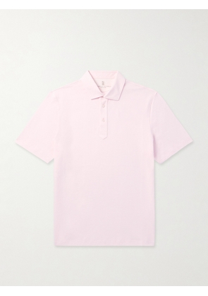 Brunello Cucinelli - Linen and Cotton-Blend Polo Shirt - Men - Pink - M