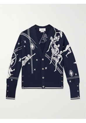 Thom Browne - Olympic Constellation Slim-Fit Jacquard-Knit Cashmere Cardigan - Men - Blue - 1