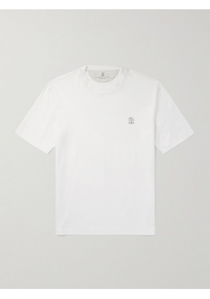 Brunello Cucinelli - Logo-Print Cotton-Jersey T-Shirt - Men - White - S
