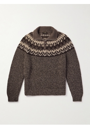 Loro Piana - Fair Isle Cashmere and Silk-Blend Half-Zip Sweater - Men - Brown - M