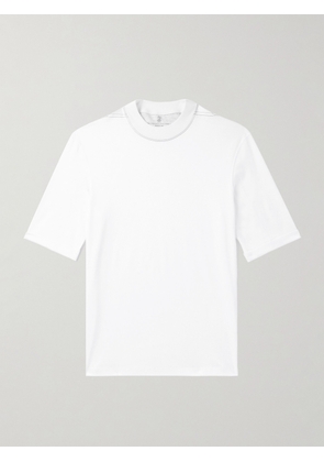 Brunello Cucinelli - Mock-Neck Cotton-Jersey T-Shirt - Men - White - S