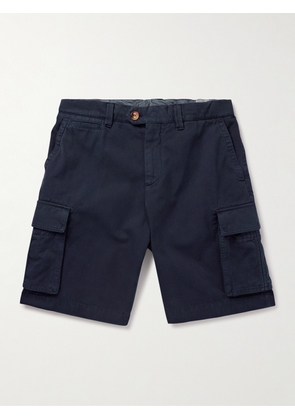Brunello Cucinelli - Straight-Leg Cotton-Gabardine Cargo Shorts - Men - Blue - IT 44