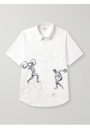 Thom Browne - Button-Down Collar Embroidered Cotton Oxford Shirt - Men - White - 1